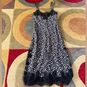Rebecca Taylor Zelma Floral Silk Slip Dress Midi Dress Lace Spaghetti Straps XS